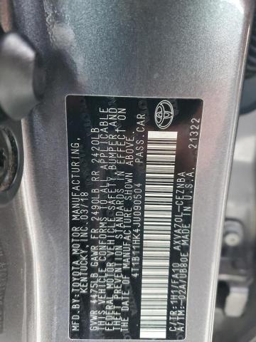 4T1B11HK4JU090504 | 2018 TOYOTA CAMRY L