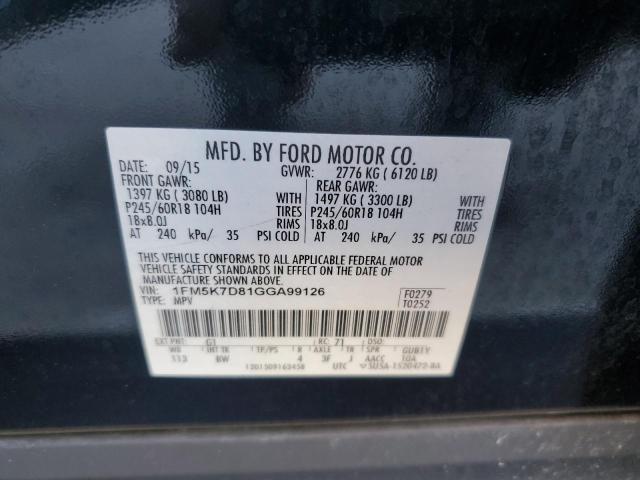 1FM5K7D81GGA99126 | 2016 FORD EXPLORER X