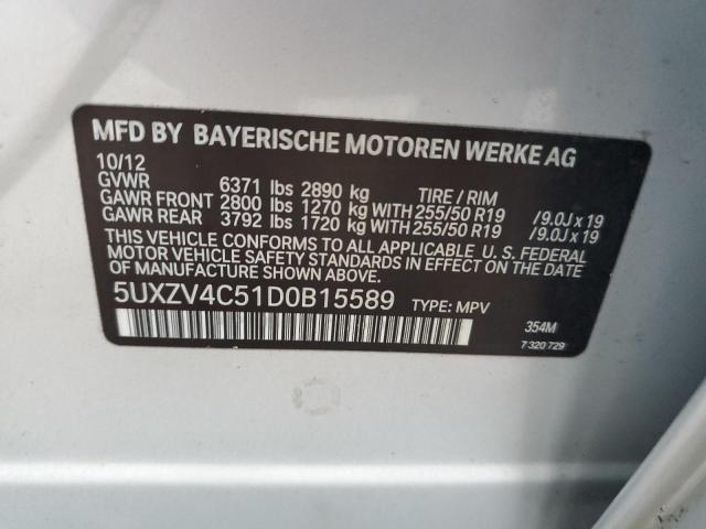 VIN 5UXZV4C51D0B15589 2013 BMW X5, Xdrive35I no.12