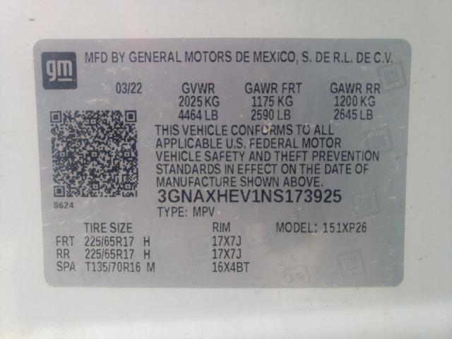 3GNAXHEV1NS173925 | 2022 CHEVROLET EQUINOX LS