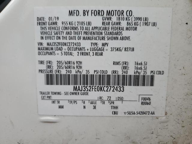 2019 Ford Ecosport S VIN: MAJ3S2FE0KC272433 Lot: 39016014