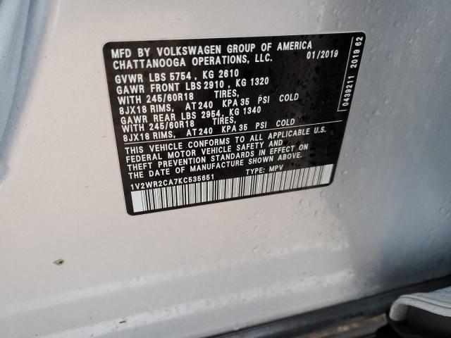 2019 VOLKSWAGEN ATLAS SE - 1V2WR2CA7KC535651