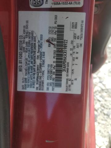 2012 Ford Fusion Se VIN: 3FAHP0HA5CR198922 Lot: 51863944