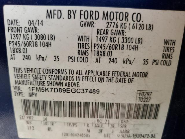 1FM5K7D89EGC37489 | 2014 FORD EXPLORER X