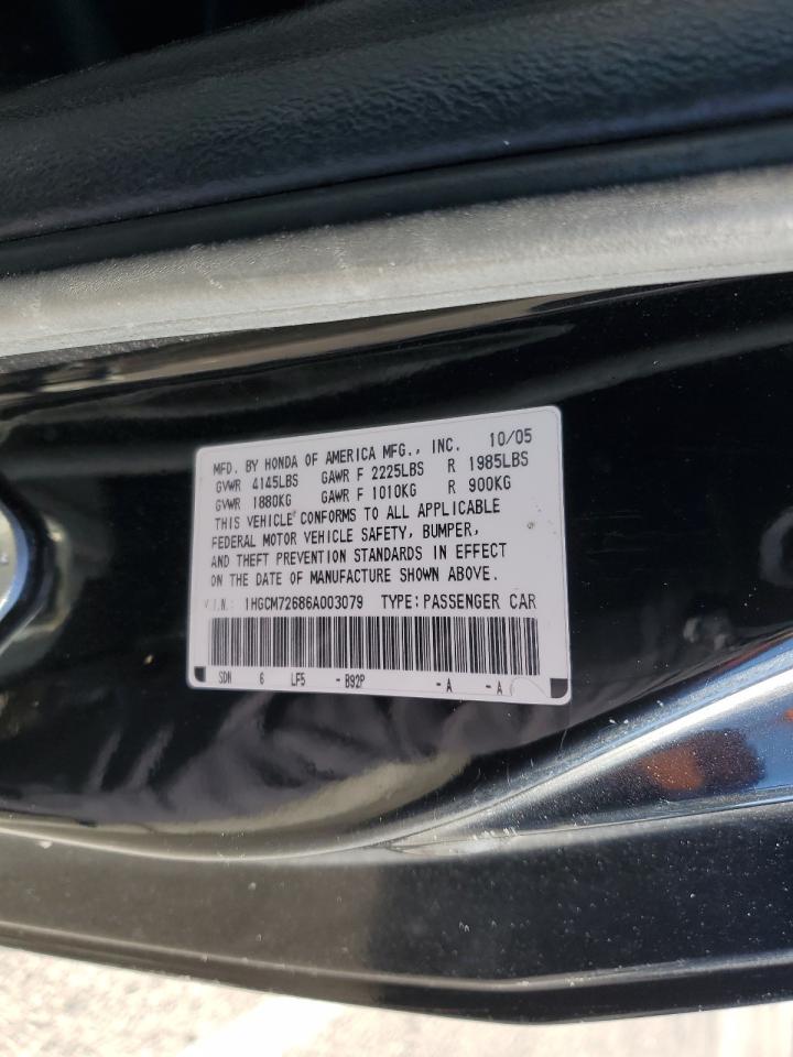 1HGCM72686A003079 2006 Honda Accord Ex