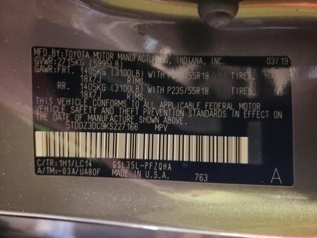 5TDDZ3DC9KS227166 2019 TOYOTA All Models