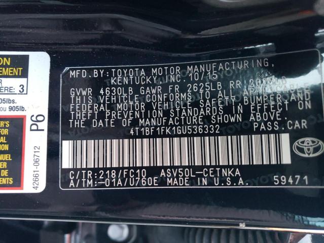 VIN 4T1BF1FK1GU536332 2016 Toyota Camry, LE no.12