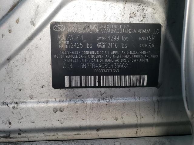 2012 Hyundai Sonata Gls VIN: 5NPEB4AC8CH366621 Lot: 40539834