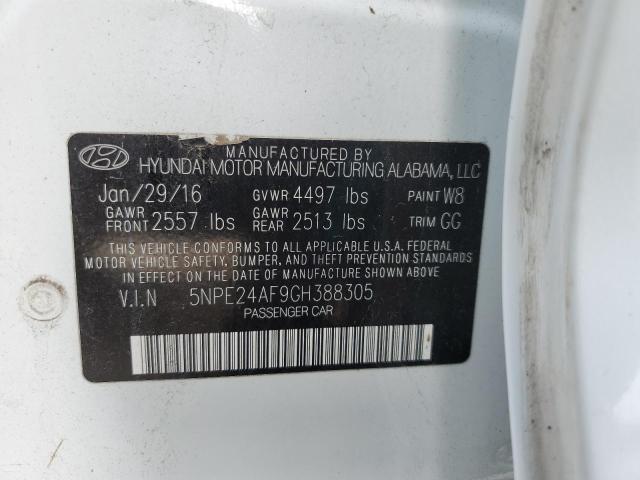 2016 Hyundai Sonata Se 2.4L(VIN: 5NPE24AF9GH388305