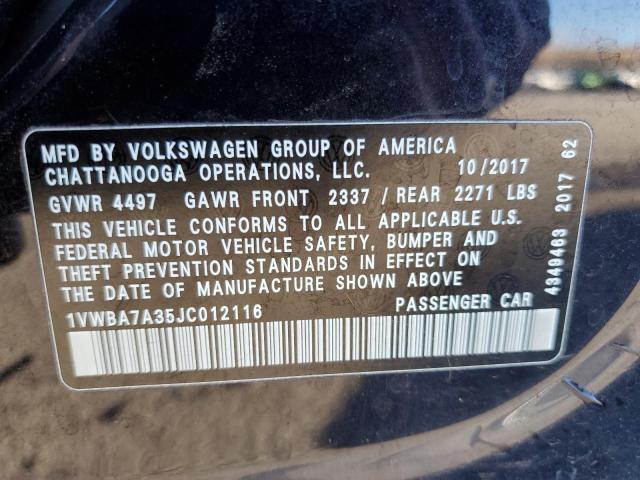 1VWBA7A35JC012116 | 2018 VOLKSWAGEN PASSAT SE