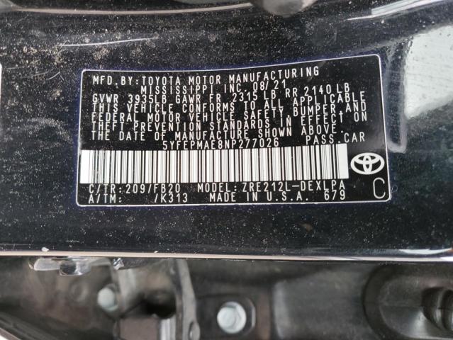 5YFEPMAE8NP277026 | 2022 TOYOTA COROLLA LE