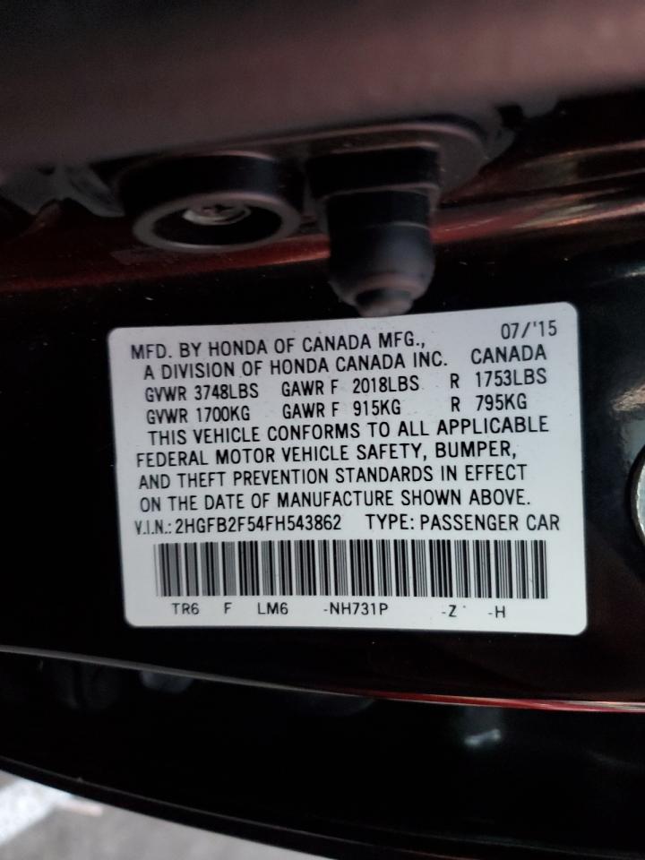 2HGFB2F54FH543862 2015 Honda Civic Lx