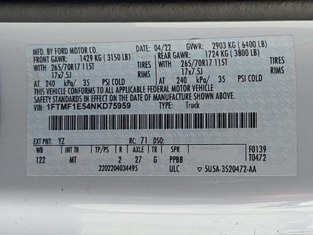 2022 FORD F150 - 1FTMF1E54NKD75959