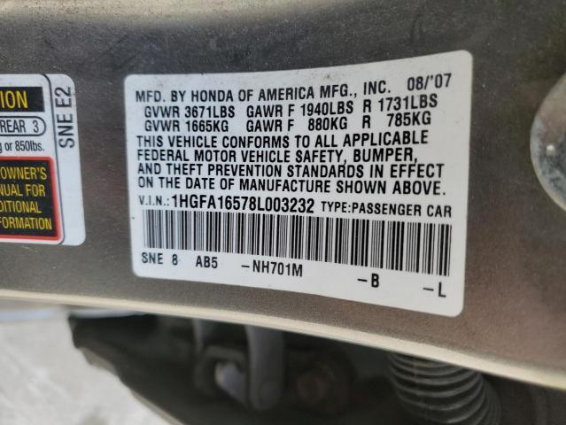 2008 Honda Civic Lx VIN: 1HGFA16578L003232 Lot: 36899664