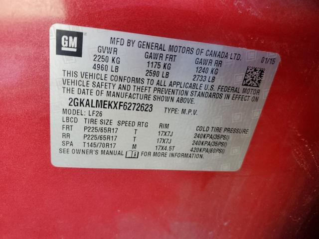 2015 GMC TERRAIN SL 2GKALMEKXF6272623