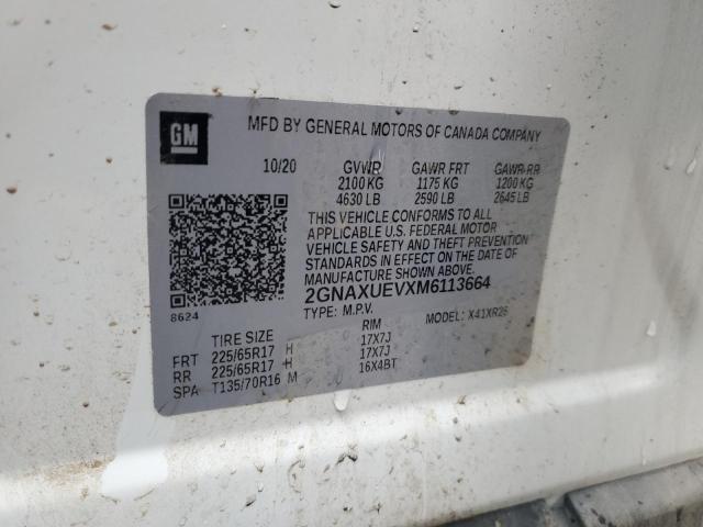 2021 CHEVROLET EQUINOX LT - 2GNAXUEVXM6113664