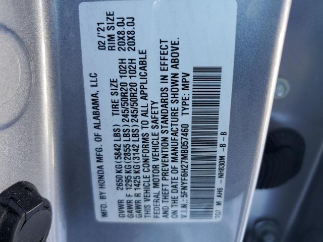2021 HONDA PILOT 5FNYF6H27MB057460