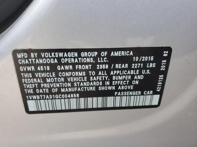 2016 VOLKSWAGEN PASSAT SE - 1VWBT7A31GC004856