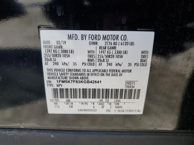 2019 FORD EXPLORER L - 1FM5K7F83KGB42841