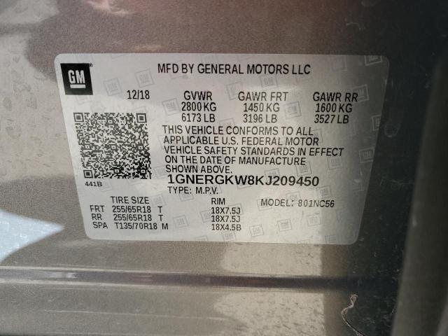 2019 CHEVROLET TRAVERSE L - 1GNERGKW8KJ209450