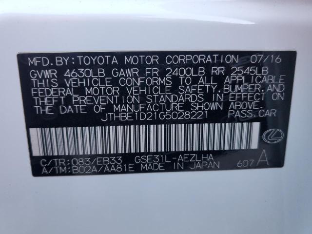 2016 LEXUS IS 350 JTHBE1D21G5028221