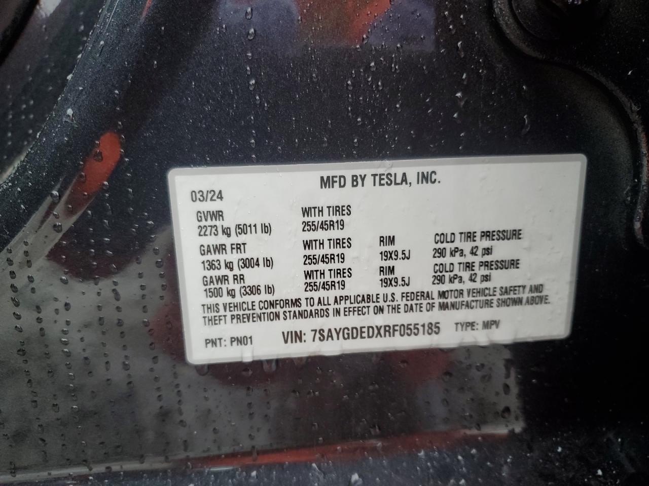 Lot #3048374726 2024 TESLA MODEL Y