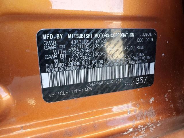 2020 MITSUBISHI OUTLANDER JA4AP4AU4LU019814