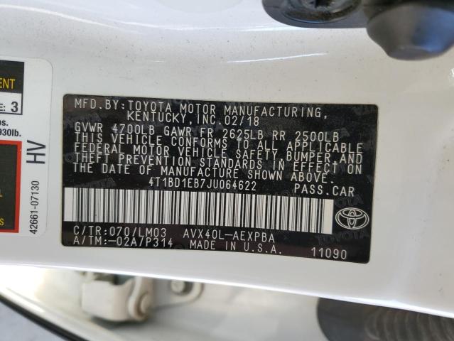 2018 TOYOTA AVALON HYB 4T1BD1EB7JU064622