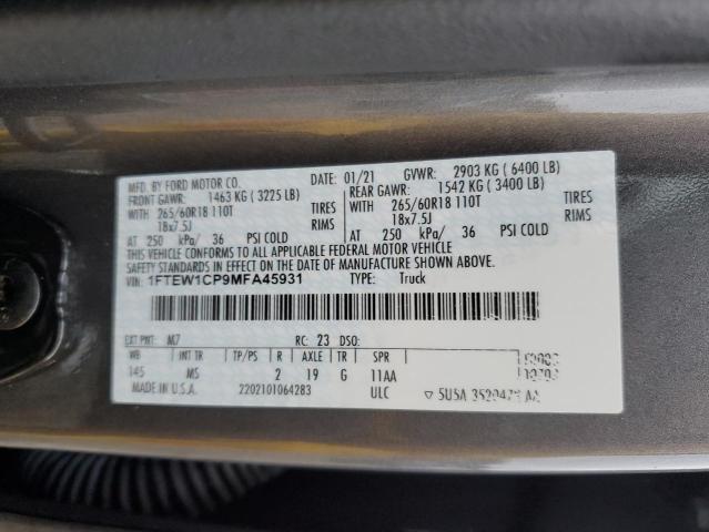 2021 FORD F150 SUPER - 1FTEW1CP9MFA45931