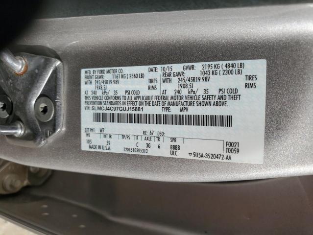 2016 LINCOLN MKC BLACK 5LMCJ4C97GUJ15881