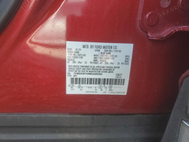 2021 FORD EXPLORER L 1FMSK8FH9MGA86092