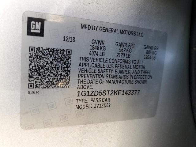 2019 CHEVROLET MALIBU LT 1G1ZD5ST2KF143377