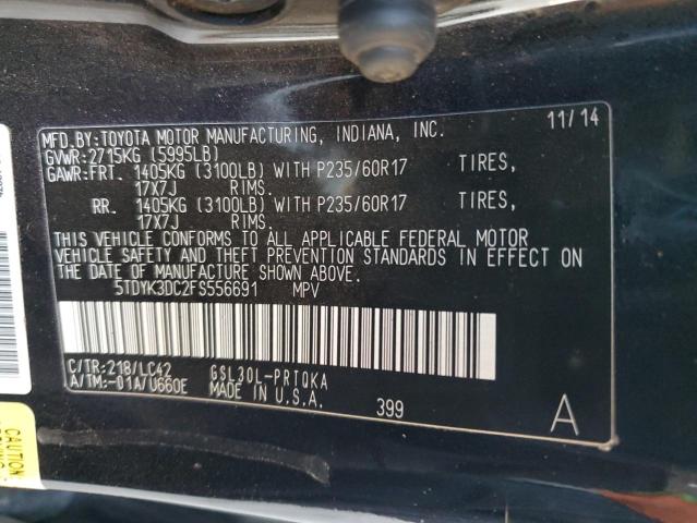 2015 TOYOTA SIENNA XLE - 5TDYK3DC2FS556691