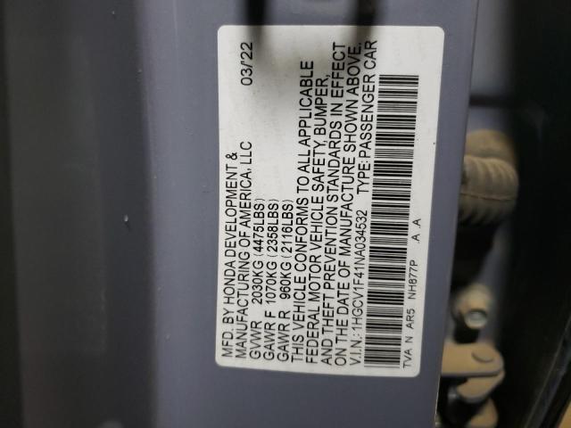2022 HONDA ACCORD SPO - 1HGCV1F41NA034532
