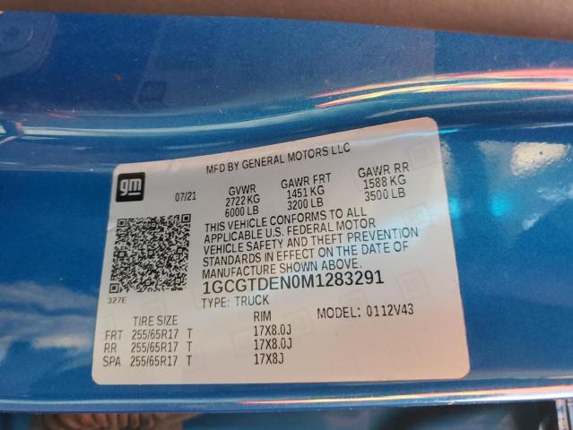 2021 CHEVROLET COLORADO Z - 1GCGTDEN0M1283291