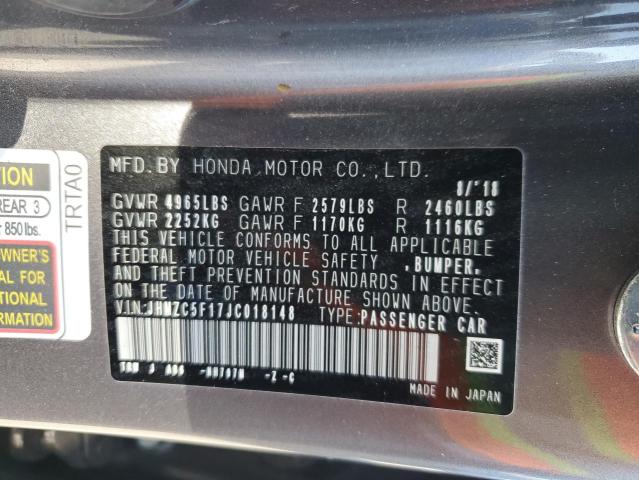 2018 HONDA CLARITY JHMZC5F17JC018148