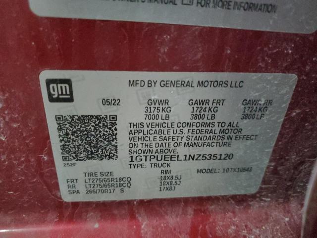 2022 GMC SIERRA K15 - 1GTPUEEL1NZ535120