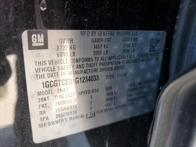2016 CHEVROLET COLORADO L 1GCGTCE31G1234033