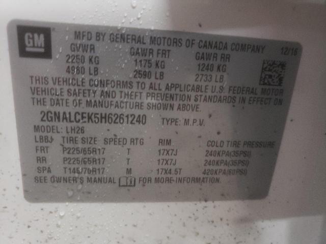 2017 CHEVROLET EQUINOX LT - 2GNALCEK5H6261240