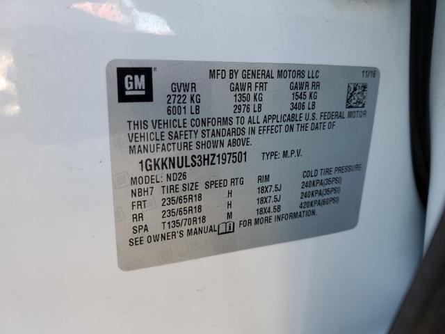 2017 GMC ACADIA SLT 1GKKNULS3HZ197501