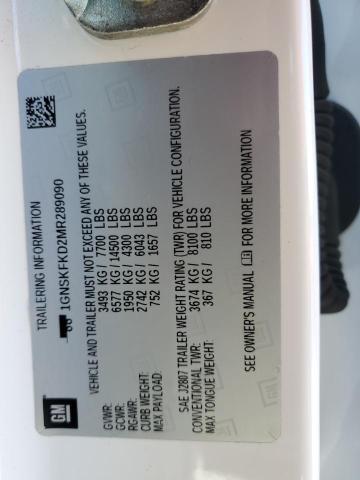 2021 CHEVROLET SUBURBAN K - 1GNSKFKD2MR289090