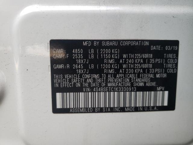 2019 SUBARU OUTBACK TO - 4S4BSETC1K3330913
