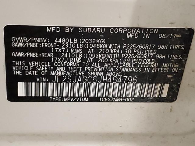 2018 SUBARU FORESTER 2 JF2SJAGC6JH464796