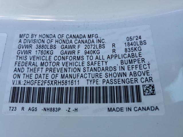 2024 HONDA CIVIC SPOR 2HGFE2F5XRH581611