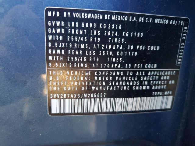 2018 VOLKSWAGEN TIGUAN SE - 3VV2B7AX3JM205657