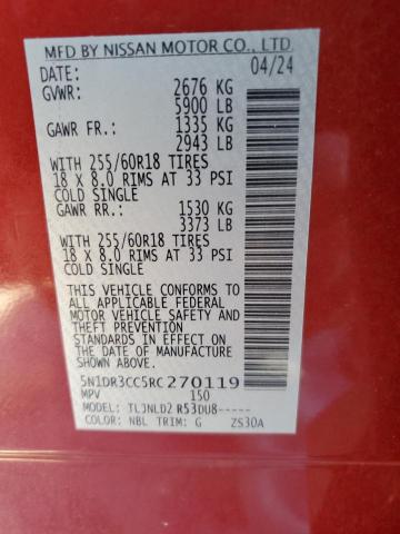 2024 NISSAN PATHFINDER 5N1DR3CC5RC270119