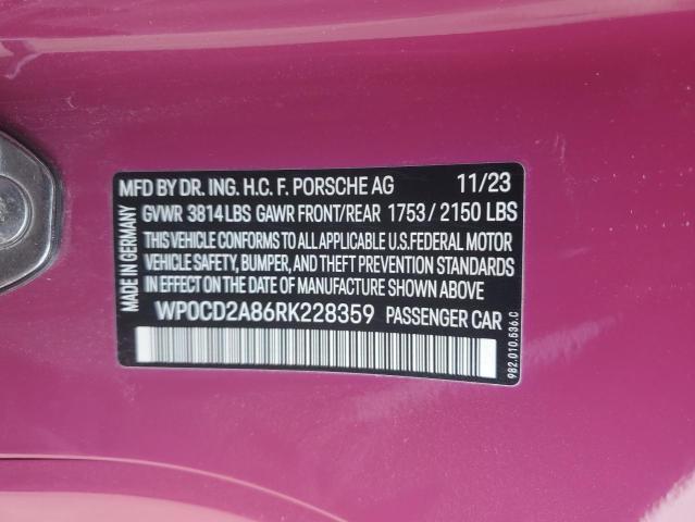 2024 PORSCHE BOXSTER GT WP0CD2A86RK228359