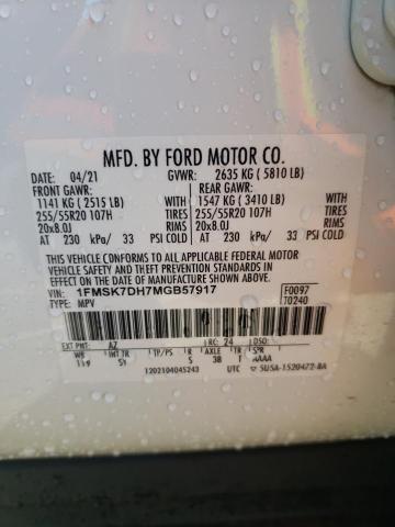 2021 FORD EXPLORER X - 1FMSK7DH7MGB57917