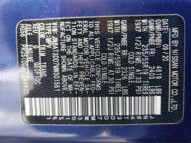 2021 NISSAN ROGUE PLAT JN8AT3DD7MW301561