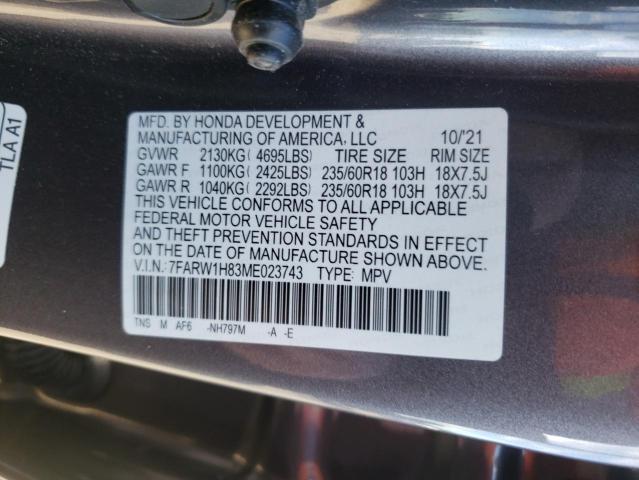 2021 HONDA CR-V EXL - 7FARW1H83ME023743